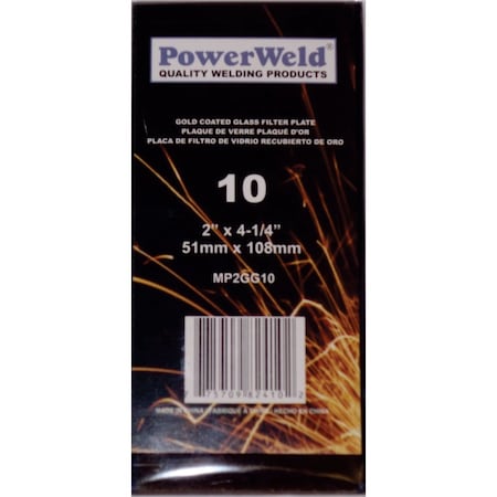 Powerweld Gold Glass Filter Plate, 2 x 4-1/4, Shade No 9 MP2GG9